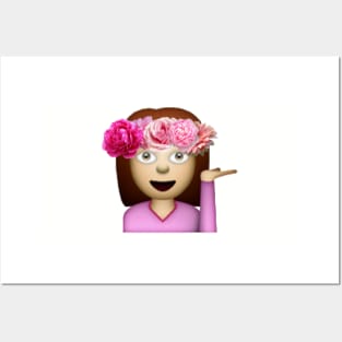 Emoji girl flower Posters and Art